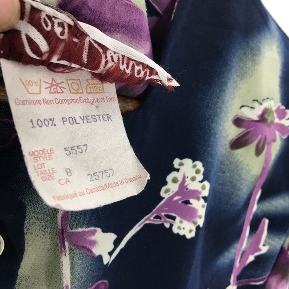 LEO DANAL Vintage Navy Blue Floral 2 Piece Skirt Suit size 8 - Picture 9 of 12